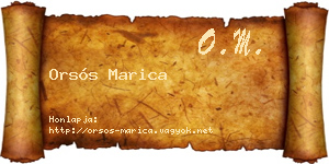 Orsós Marica névjegykártya